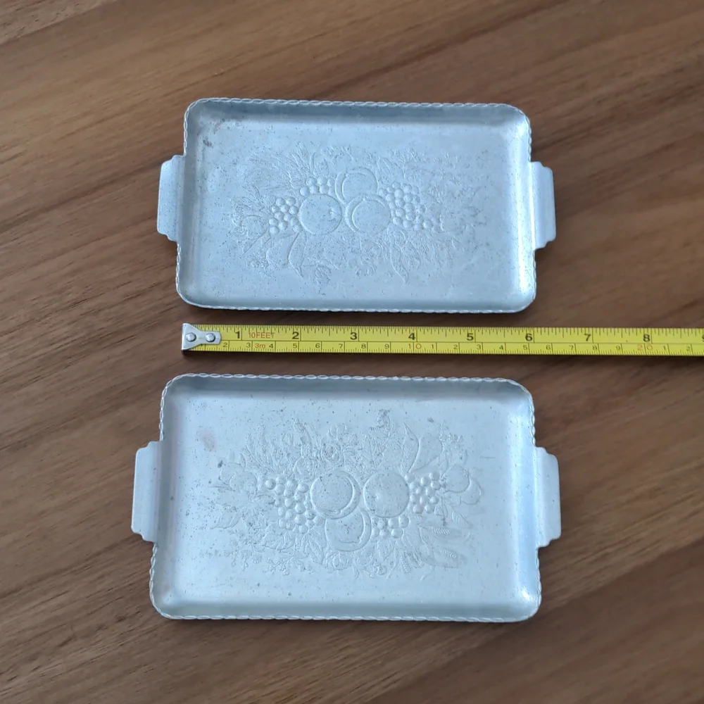 Mid Century Modern Hammered Aluminum Mini Trays Fruit Design